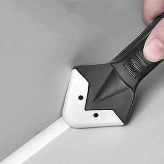 1PC Caulking Tool Set 3-in-1 Silicone Curing Stainless Steel Head Sealant Cleaner Scraper for Tile Shower Window Seams, Black