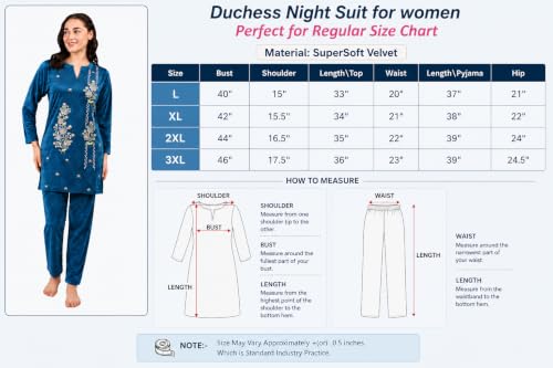 Image of Duchess Women's Supersoft Velvet Printed Nightsuit for Winter wear