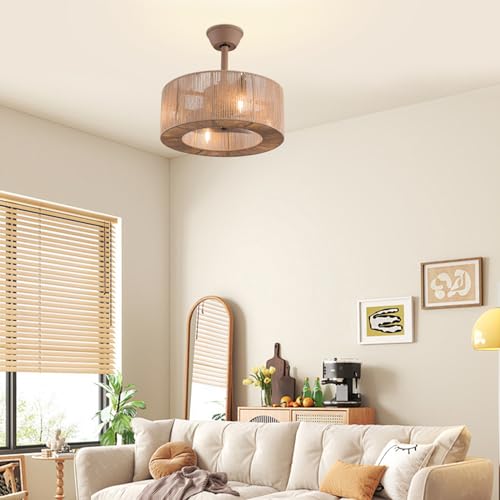 LOYALHEARTDY Boho Ceiling Fan With Light and Remote 18'' 3-speed