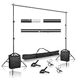 SH Backdrop Stand, 6.5 x 10 ft Adjustable Heavy Duty Photography Background Support System Kit with Spring Clamp, Sand Bag, Carry Bag, for Photo Video Studio