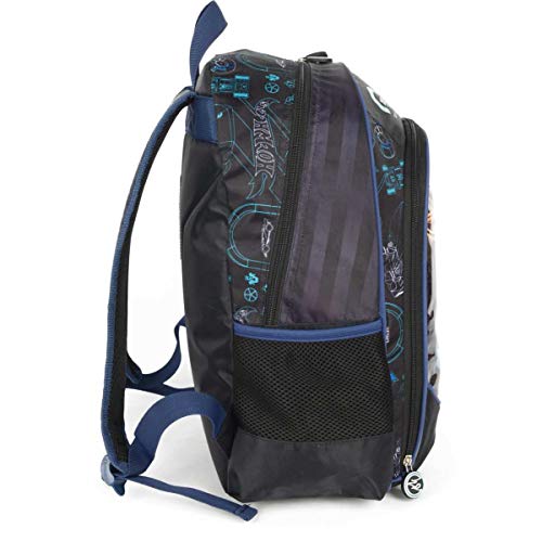Mochila Escolar Hot Wheels Grande 3bolsos Azul, Luxcel, IS34471HW, Azul