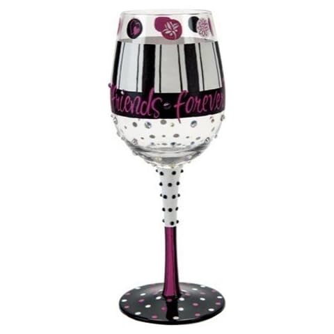 Designs by Lolita “Girlfriends Forever” Hand-Painted Artisan Wine Glass, 15 oz Cover