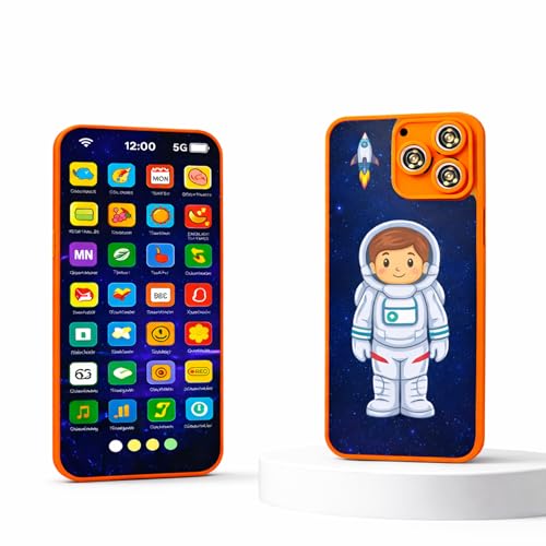 Image of Wishkey Edu Phone for Kids Astronaut Theme 28 Functions Rechargeable USB Cable Not Included Learning Mobile Toy with 22 Features English & Hindi Language Toddler Learning Phone for Boys & Girls Age 2+