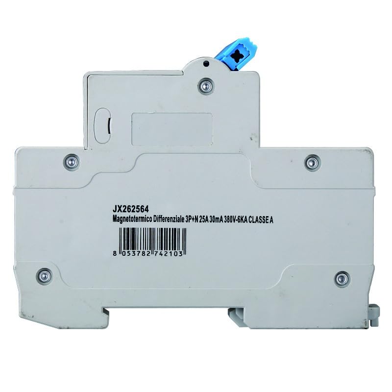 Interruttore Magnetotermico Differenziale 3P+N 25A 30mA 380V-6KA CLASSE A 30mA per Guida DIN - 4 Moduli DIN - Protezione Circuiti e Sicurezza Impianti