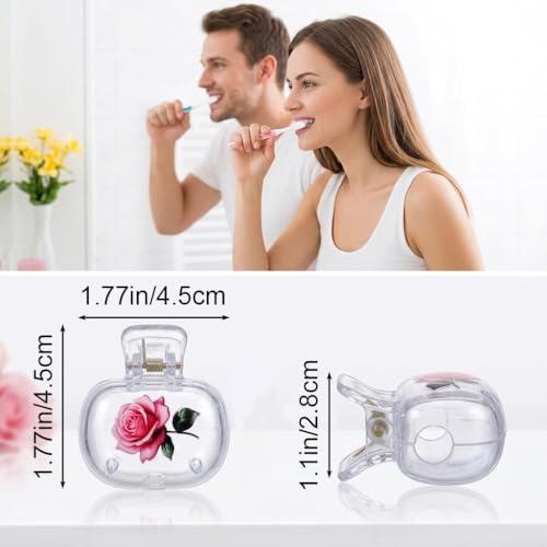 Image of HASTHIP 4 Pack Travel Toothbrush Covers Clear Toothbrush Protector Clips with Rose Pattern Ventilated PP Tooth Brush Case for Home Bathroom Traveling