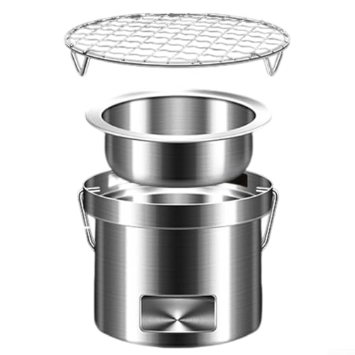 Besttoolifes Barbecue portatile in acciaio inox per esterni, barbecue da campeggio, fornello pieghevole da picnic, griglia a carbone con gambe staccabili per feste in spalla parchi piccoli spazi