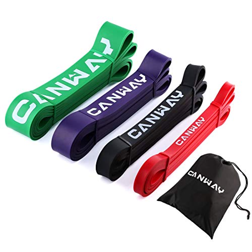 CANWAY Pull Up Assistance Bands, Resistance Bands Set Workout Stretch Fitness Bands, Heavy Duty Exercise Bands for Body Working Out,Powerlifting,Training, Set of 4, with Instruction Guide,Carrying Bag