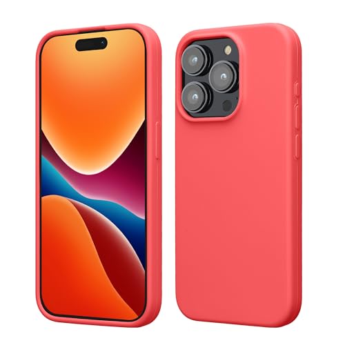 kwmobile Carcasa para iPhone 15 Pro MAX Funda - Case TPU y Silicona para Smartphone con Interior de Microfibra - Suave Protector antigolpes para móvil - Coral neón