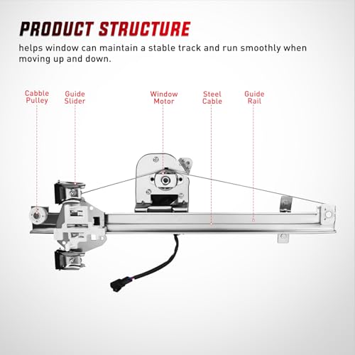 Image of Nilight Power Window Regulator /Motor Rear Driver Side Compatible with Chevrolet Silverado /GMC Sierra 1500 2500 HD 3500 HD 2007 2008 2009 2010 2011 2012 2013,Rear Left,741-388