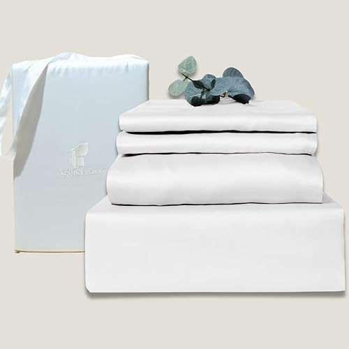 Sábanas 100% de eucalipto austriaco, tamaño Cali-King, 4 piezas, transpirables y refrescantes, bolsillos profundos de 18 pulgadas, ajuste fácil, sin