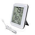 Urageuxy Digital Indoor Outdoor Thermometer Wired, Indoor Outdoor Temperature Monitor with Min/Max Record and Probe Sensor for Home, Office, Greenhouse, Aquarium, Refrigerator, Freezer (White)