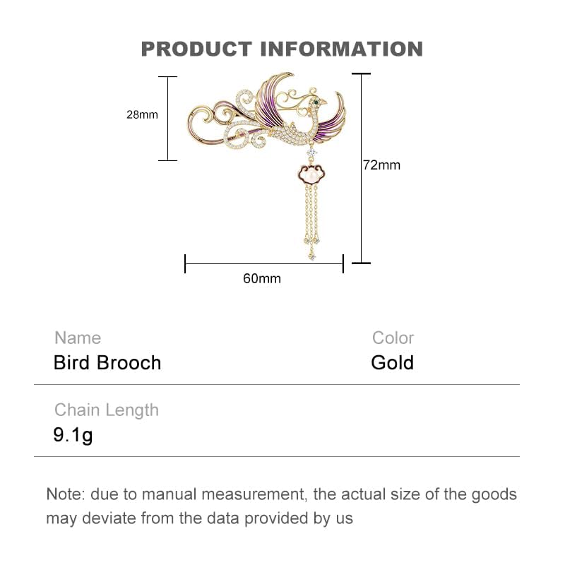 Image of Exquisite 14K Gold Phoenix Brooch for Women, Inlaid with Moissanite and Premium Gemstones, Ideal Luxury Gift for Holidays and Special Occasions