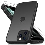 Mootobo for iPhone 11 Pro Case, 3 in 1 [Military Grade] Shockproof Phone Bumper Cover, Built-in 2 HD Screen Protector, Frosted Translucent Back Phone Cover, for 11 Pro 5.8-Inch - Black