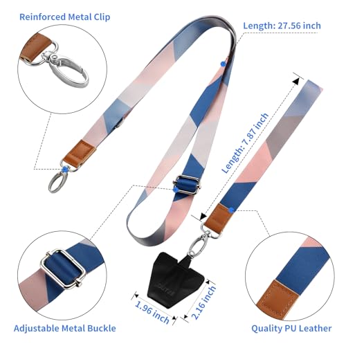 Image of OUTXE Phone Lanyard - 4x Pads, 1x Adjustable Neck Strap, 1x Wrist Strap, Nylon Phone Lanyard Compatible with All Smartphone