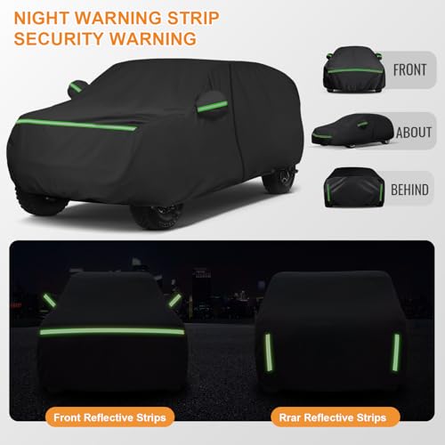 Image of Heavy Duty Waterproof Car Cover for Ford Bronco 4 Door 2021-2025 | Full Car Cover with Door Zipper and Reflrctive All Weather Sun Rain Dust Snow Protection for Bronco 2021 2022 2023 2024 2025