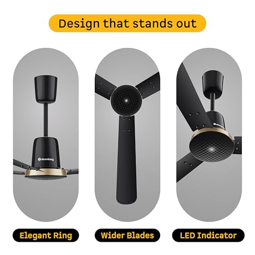 Image of atomberg Ikano Stylique 1200mm BLDC Ceiling Fan | | Remote Operated | Ideal for living room | BEE 5 star | Advance Air+ Technology | Low noise operation | 3 Years Warranty (Gloss Black)