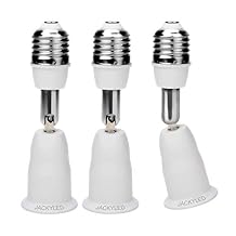 JACKYLED Light Socket Extender 3.9/10CM Light Bulb Extension Socket, E26 E27 Medium Base Bulb Converter, Max 60W 360 Degree Adjustable Extension Adapter, 3-Pack