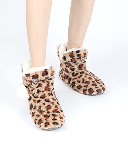 Image of Keyela Womens Non-Slip Sole Slipper Socks, Fluffy Winter House Booties | Ultra soft fuzzy warm indoor house slippers Non-skid bottom for safe walking Cozy winter footwear for ladies