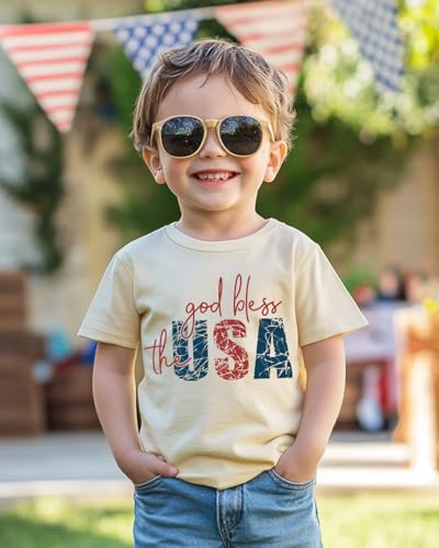 Toddler Boys 4th of July Shirt, Girls Kids USA Red White and Blue Shirts, American Flag Patriotic Tee 2-8T3