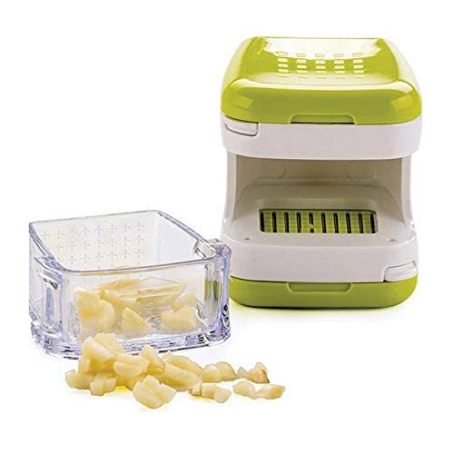 WorldCare® SDFC-Garlic Press Very Stainless Steel Blades Inbuilt Clear Tray Kitchen Tools Accessories Cuisine Gadgets: Green