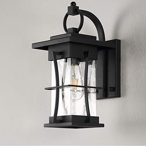Lanterne murale extérieure noire mate avec verre clair pour porche - 4