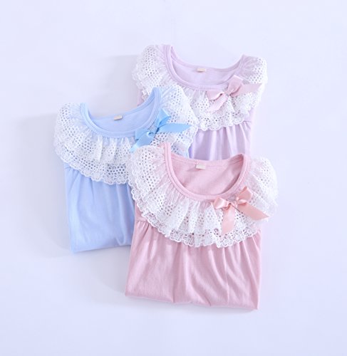 Abalacoco Girls Kids Princess Lace Nightgown Long Sleeve Cotton Sleepwear Dress Pretty Homewear Dress (12-13 Years, Purple) #TOP3