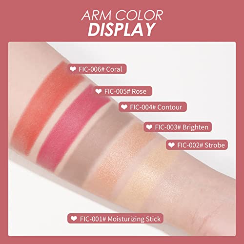 3 In 1 Multi Stick Makeup, Versatile Lip And Cheek Tint Highlighter Stick Waterproof Long Lasting Cream Contour Stick Bronzer Stick Illuminator Stick Makeup Stick For Cheeks Eyes Lips, Cruelty-Free Face Makeup(Pink Rose) #TOP4