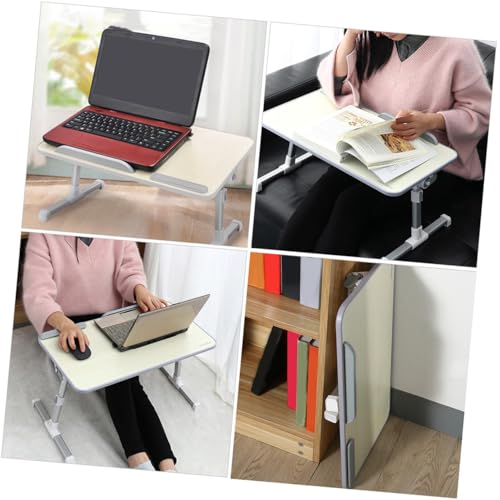 Bureau d'ordinateur pliable en bois beige au design simple et compact