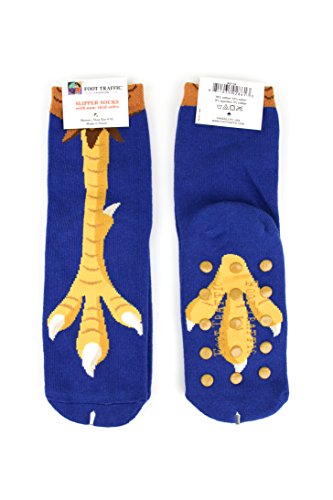 Foot Traffic, Women's Chicken Feet Slipper Socks, Blue/Yellow (Sizes 4-10) #TOP5
