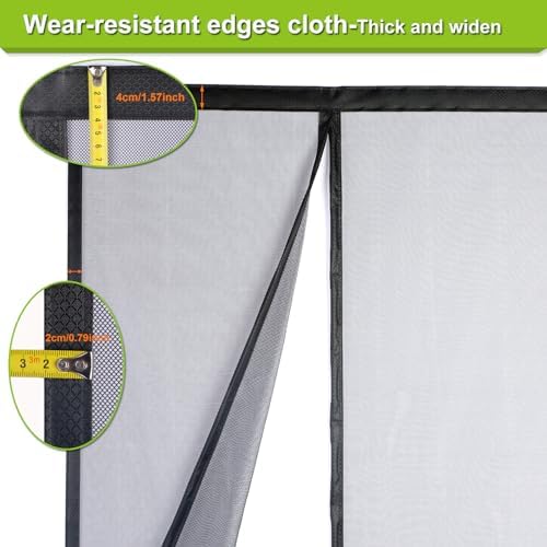 Risareyi Magnetic Screen Door Self Closing, 36 x 84 inches, Black Upgraded Polyester Thicken Mesh Mosquito Net for Patio Door, with Magnets, Keep Bugs Out, with Hook Tape - 3