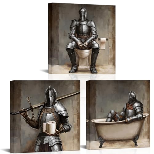 WELMECO Boys Bathroom Decor Vintage Soldiers Painting Pictures Framed Bathroom