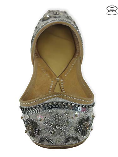 Image of Fulkari Women's Nappa Soft Genuine Leather Juttis | Bite and Pinch Free Jutis | Punjabi Jutti For Ladies | Casual Flat Stylish Mojari | Ethnic Flats For Girls |