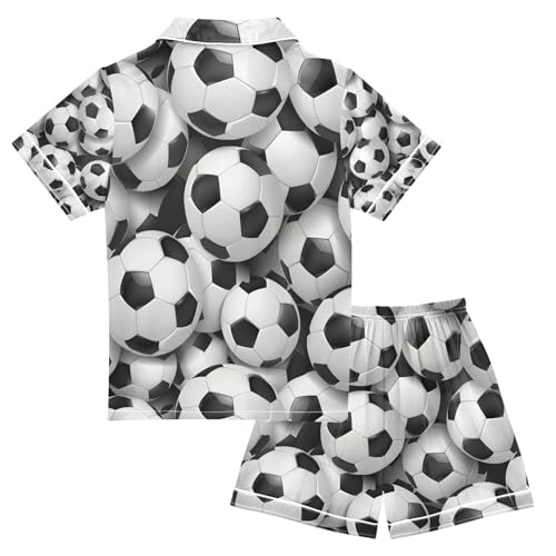 senya Football Background Satin Summer Pajama Sets Silk Short Sleeve Button Down Sleepwear2