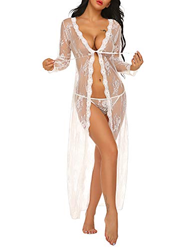 Avidlove Sexy Lace Robe for Women Lingerie Bridal Lace Babydoll Robe Lingerie Sheer Wedding Gown
