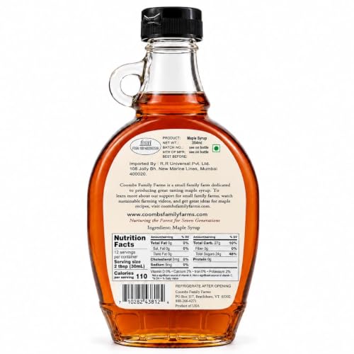Image of Coombs Family Farms Pure Maple Syrup • Grade A Dark Color • Robust Taste • Rich Natural Sweetener for Pancakes, Baking & Cooking, 12 fl oz ℮ 354 ml
