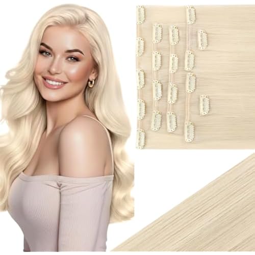 Ve Sunny Blonde Clip in Hair Extensions Real Human Hair Remy Hair 18 Inch