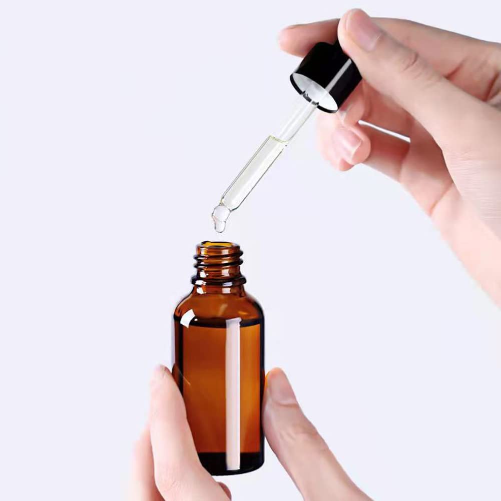 Bamboopack 12Pcs 20ml Amber Glass Bottles with Black Caps and Eye Droppers Refillable Essential Oil Containers for DIY Skincare Aromatherapy Liquid Storage - Image 4