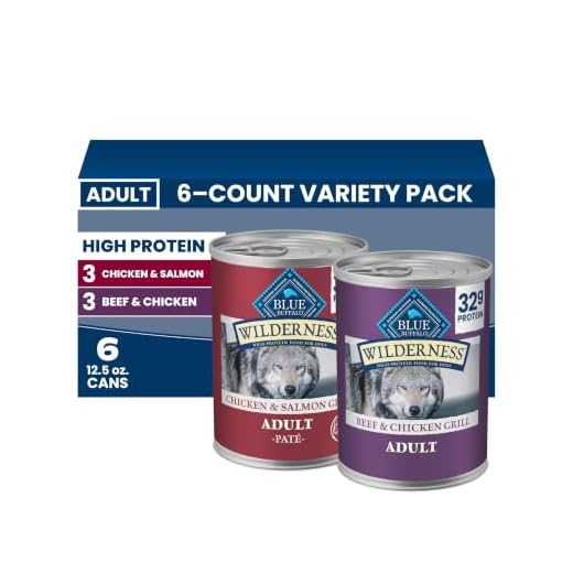 Blue Buffalo Wilderness High Protein Beef and Chicken & Salmon and Chicken Wet Dog Food Variety Pack for Adult Dogs, Grain-Free, 12.5 oz Cans (6 Pack)