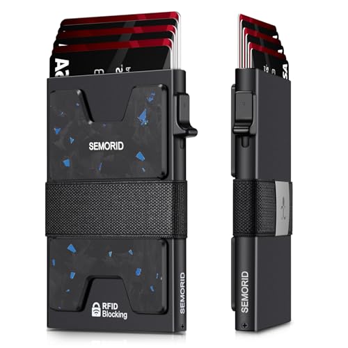 Semorid SMZF001 Minimalist Wallet For Men, Slim Rfid Blocking Mens Wallet, Aluminum Pop Up Card Case cover