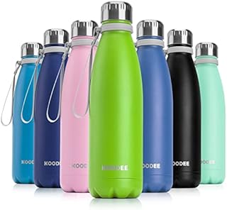 koodee Stainless Steel Water Bottle, 2 Pack 17 oz/500 ml Insulated Water Bottle, Double Wall Vacuum Sports Water Bottle, for School, Fitness, Running-PBA Free