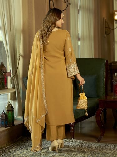 Image of INDO ERA Women's Organza Embroidered Sequinned Kurta & Pant with Dupatta Set | Women Kurta Sets With Dupatta Cotton