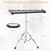 Professional 32 Note Glockenspiel Xylophone Bell Kit for beginner :Muted Practice Pad Percussion Kit for Adult, with Three Types of Drumsticks, Adjustable Stand&Carrying Bag — image 2