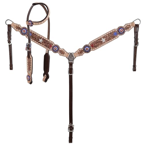 Showman Patriot Single Ear Headstall & Breast Collar Set