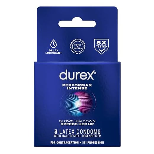 Durex Performax Intense Condoms, Ultra Fine, Ribbed, Dotted with Delay Lubricant Natural Rubber Latex Condoms for Men, 3 Count