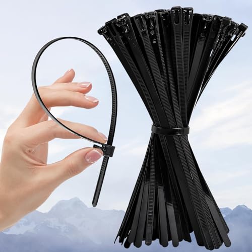 100 Pcs 10 inch Reusable Cable Ties, Cables Straps with 120 LBS Tensile Strength, Width 0.29 Inch/ 7.3 mm, Zip Ties Heavy Duty Outdoor