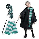  Metaparty Zauberer Umhang Kostüm für Kinder Erwachsene Magische Party Karneval Magier Robe Verkleidung Zauberer Cosplay Kostüm Set mit Zauberstab Krawatte Schal Brillengestell (Kind, 135)