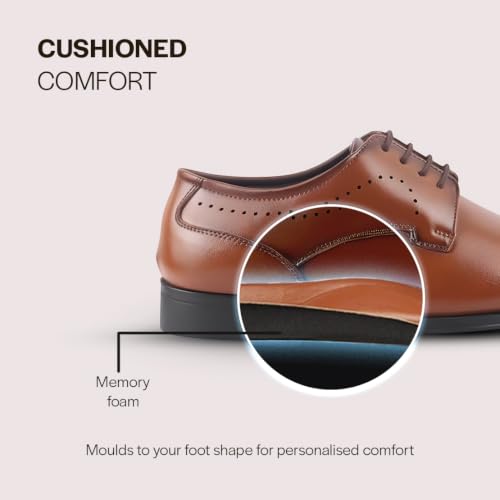 Image of FAUSTO Men Formal Classic Office Lace Up Derby College Shoes | Evening Party, Event, Wedding Tuxedo Oxford Shoe | Memory Cushioned Insole