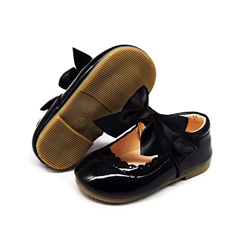 Timatego Toddler Baby Girls Dress Shoes Ballet Sparkle Wedding Party Princess Mary Jane Ballerina Flats Shoes for Girls, 6.5 Toddler, 06 Black