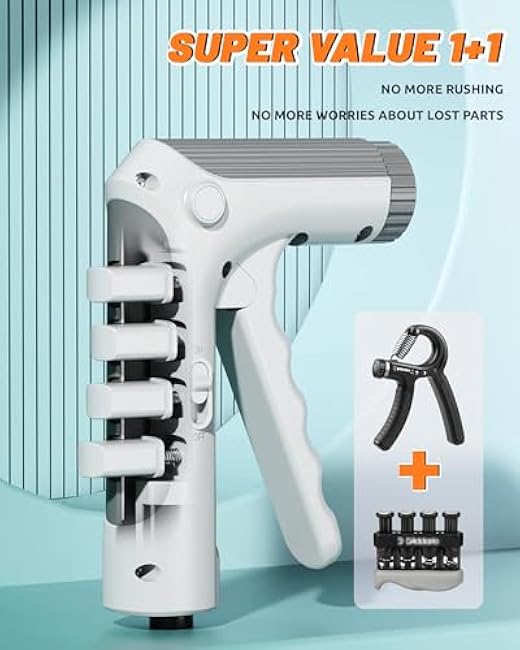 JGM 2-In-1 Hand Grip Strength Trainer with Finger Exerciser - Adjustable Forearm Strengthener with Counter for Injury Recovery, Physical Therapy and Muscle Building