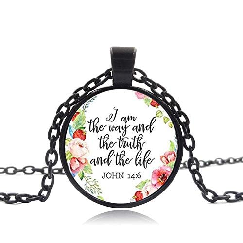 DWQYFTH Jesus Jewelry I am The Way of Truth and Life John 14:6 �L���X�g�������e�L�X�g�p�^�[���y���_���g�l�b�N���X